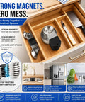 Heavy Duty Measuring Cups And Spoons Set With Strong N52 Magnets, 304 Stainless Steel Kitchen Tools, 15 Piece Round Set With Leveler For Baking And Cooking, BPA Free, Fits In Spice Jars, stacked in drawer