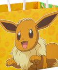 Pokemon Mini Gift Bags 18 Pack With Handles For Birthday Parties And Classroom Treats Featuring Pikachu Charizard Eevee And Gengar Designs About 5 Inches Wide By 4 Inches High By 3 Inches Deep showcasing Eevee design on yellow background with handles