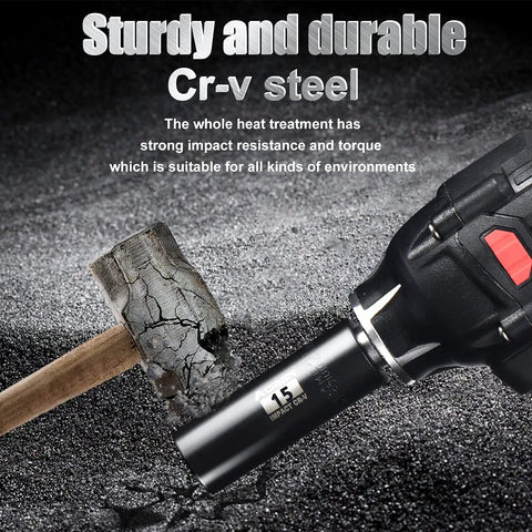 Sturdy Cr-V steel socket with hammer, part of 1/4 Inch Drive Impact Socket Set, 54-Piece, 6-Point Sockets For SAE And Metric.