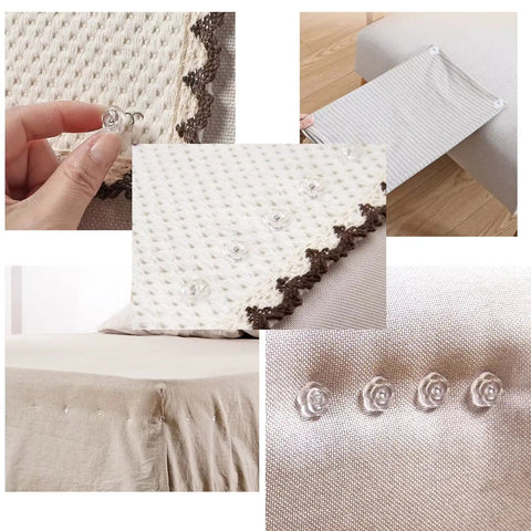 Fifty Piece Upholstery Twist Pins Featuring Slick Clear Rose Heads And Compact Storage Box for securing bed skirts and sofas.