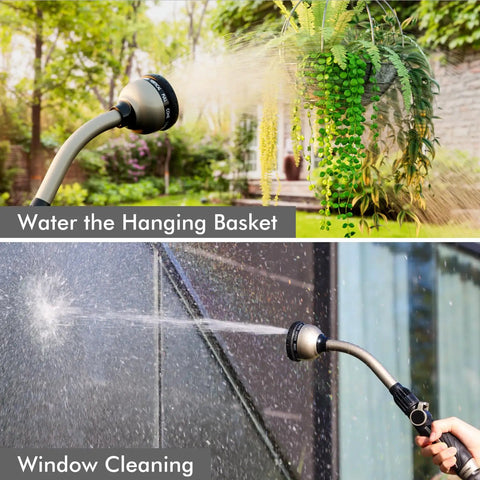 Heavy Duty Metal Watering Wand With 15 Inch Hose Nozzle Sprayer And 10 Spray Patterns watering plant and cleaning window