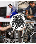 Internal Tooth Star Lock Washers 50 Pcs Set In 5 Sizes With Push On Speed Clips Built To Last Carbon Steel With Black Anodized Finish For Strong Spring Tension And Secure Fastening installed in automotive and workshop use