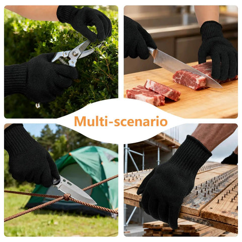 Cut Resistant Gloves With Stainless Steel Wire Core For Pro Grade Food Prep Level 5 Protection shown in various uses