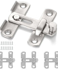 Four Pack Barn Door Latches Stainless Steel Brushed Nickel 1.89 Inch Square Flip Latches with screws for cabinets and closets