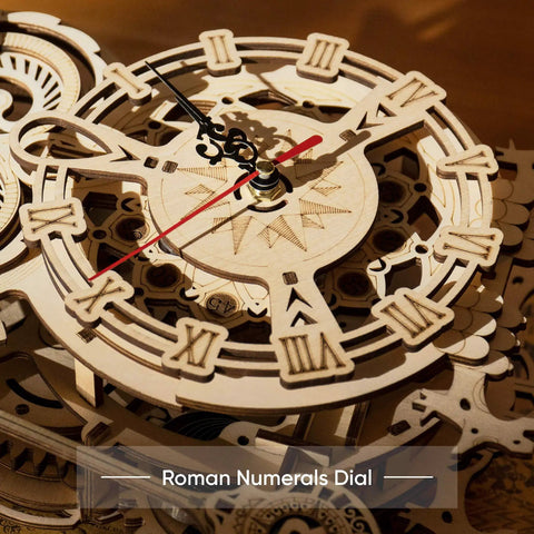 3D Wooden Clock Kit For Adults Dope Owl Mechanical Puzzle Kit DIY Build Set, Brain Teaser Educational Hobby Craft For Teens, Desk Decor And Gift Idea For Puzzle Lovers; wooden Roman numeral dial