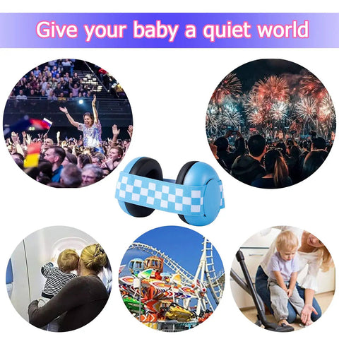 Kid Friendly Baby Hearing Protection Earmuffs Noise Eliminating Adjustable Elastic For Cozy Quiet Sleep And Safe Hearing Health Blue