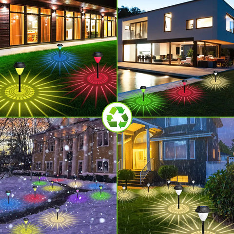 8 Pack Solar Pathway Lights Outdoor Color Changing and Bright Warm White LEDs IP65 Waterproof Garden Landscape Lights For Walkways Lawn Christmas Decor No-Fuss Easy Solar Powered Night Lighting