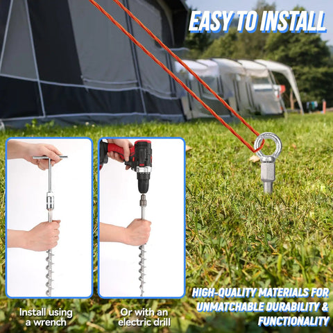 14 Inch Ground Anchors Screw In Aluminum Tent Stakes Rustproof Detachable Stakes For Camping Sand Trampolines Swing Sets