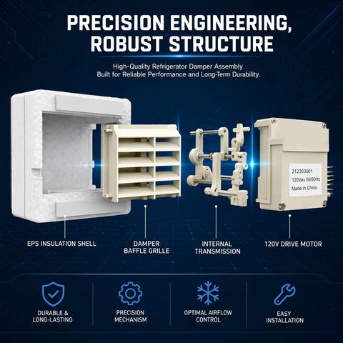 Image of Upgraded Refrigerator Damper Assembly And Air Damper Control Replacement For White Models, showcasing durable EPS insulation and components.