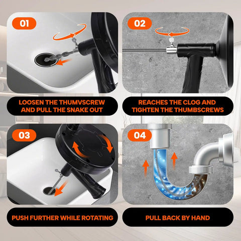 Drain Snake 25 Ft Heavy Duty Flexible Drain Auger Hair Clog Remover For Bathroom Kitchen Sink Shower Tub Pipe Easy To Use Flexible Cleaning Tool For Quick Unclogging