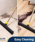 Big Time Heavy Duty Floor Squeegee Scrubber With Adjustable Telescopic Pole And Ergonomic Grip For Quick Water Removal And No Sweat Kitchen Floor Mopping, cleaning tile and wood floors.