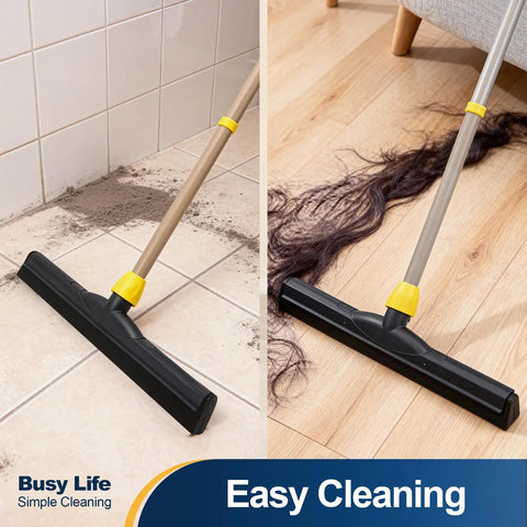 Big Time Heavy Duty Floor Squeegee Scrubber With Adjustable Telescopic Pole And Ergonomic Grip For Quick Water Removal And No Sweat Kitchen Floor Mopping, cleaning tile and wood floors.