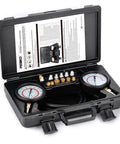 Engine And Transmission Oil Pressure Gauge Kit With Dual Range 0 To 400 Psi And 0 To 100 Psi, 72 Inch Hose, 13 Adapters, Durable Case