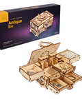 Antique Style Wooden Box Puzzle Kit For Adults Who Dig 3D Mechanical Model Building Set DIY Laser Cut Wood Kit With Hidden Compartments And Moving Parts Brain Teaser And Conversation Piece For Home Or Office, laser-cut plywood, scale 1:1