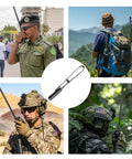 Dual Band Ham Radio Antenna 144 430 MHz High Gain Eighteen And A Half Inch Antenna in field use by military personnel