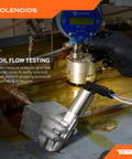 Oil flow testing of Variable Valve Timing Solenoid Kit For Acura And Honda, focusing on pressure measurement equipment and solenoid.