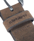 Men's Real Full Grain Saddle Leather Belt Dark Brown Size 40 Heavy Duty Waist Strap close-up buckle detail