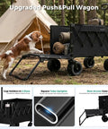 Heavy Duty Collapsible Wagon Cart 550 Lbs Capacity With Drop Down Tailgate Dual Handles Big Wheels Foldable Utility Cart