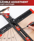 All In One 4 In 1 Drilling Positioning Scribing Ruler For DIY Pros with adjustable T square used on wood surface