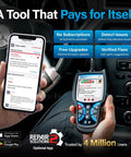 Bluetooth OBD2 Scanner With Live Data Code Reader And Battery Charging System Test for Cars 1996 And Newer in use on smartphone and device