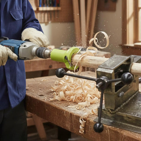 Killer One Inch Tenon Cutter With Beefy Twin Blades And Built In Scale Fits Half Inch Drills And Up in action cutting wood.