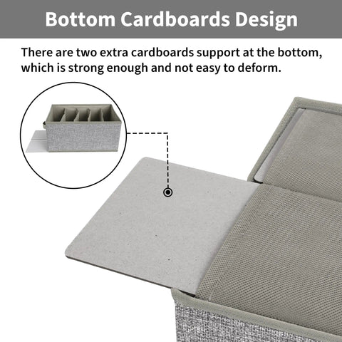 Five Grid Wardrobe Organizer For Folded Clothes And Jeans Stackable Closet Drawer Storage in gray with bottom cardboard support