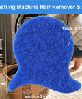 Close-up of 6-Piece Laundry Pet Hair Remover Set Reusable Dog And Cat Hair Cleaner, blue fish-tail design, 4.3 inches size, near washing machine.