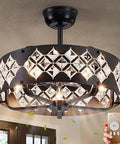 Caged Ceiling Fan With Light And Remote, 20 Inch Black Crystal Enclosed Ceiling Fan With Lights, Bladeless Industrial Style