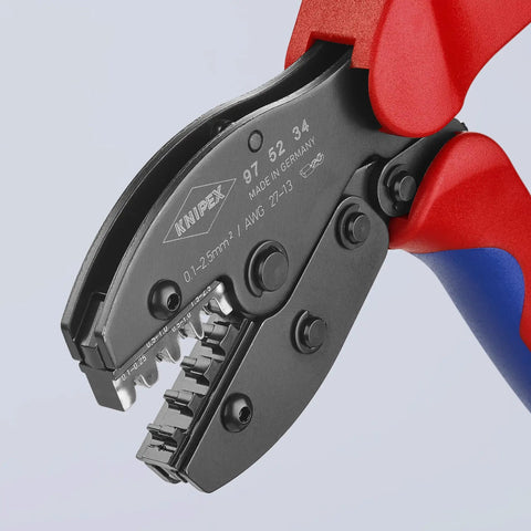 4-Position Contact Crimping Pliers For Non-Insulated Open Plug Type Connectors, Handles 0.1-2.5 Square Millimeters Wire Capacity, AWG 27-13