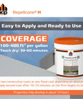 Real Deal Penetrating Concrete Sealant For Driveways And Garage Floors Top Shelf in a 5-gallon bucket showing coverage info.