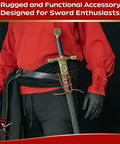 Close-up of Genuine Leather Dagger Holster with Adjustable Lace Up Closure for Small Weapons Medieval Inspired Sword Frog Sheath