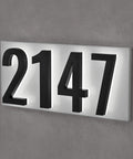 7 Inch Back Plate For Lighted Address Numbers, Rugged Stainless Steel Mount For Four Digits, Charcoal Gray Outdoor Address Solution