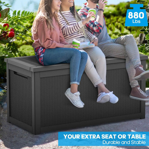 Big Ol 320 Gallon Resin Deck Box Waterproof Outdoor Storage Chest With Lockable Lid UV Resistant For Patio Furniture