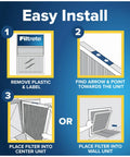 Installation steps for Four Pack Pleated 14x20x1 Air Filters With MERV 12 MPR 1500 For Allergen Bacteria And Virus Reduction