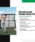 Golfer practicing with Game Changing Launch Pro Circle B Edition Golf Launch Monitor Bundle and Net Return Pro setup.