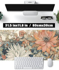 Ultra Large Floral Desk Mat For Gaming And Work 31.5 By 11.8 Inches With Stitched Edges An Extended Mouse Pad For Keyboard And Laptop Non Slip Rubber Base Dope Floral Office Decor For Women And Girls under a computer and keyboard