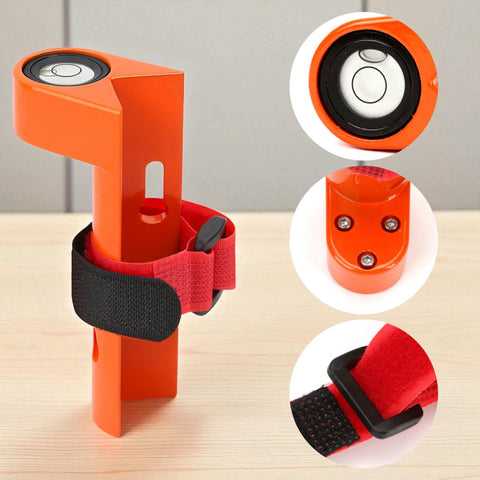 Adjustable Grade Rod Level Bubble Level For Rugged Aluminum Alloy Handheld Fixed Right Angle Strap With Tie Large 10 Minute Vial Orange Portable Measuring Instrument For Tower Ruler And Surveying, orange aluminum body with strap