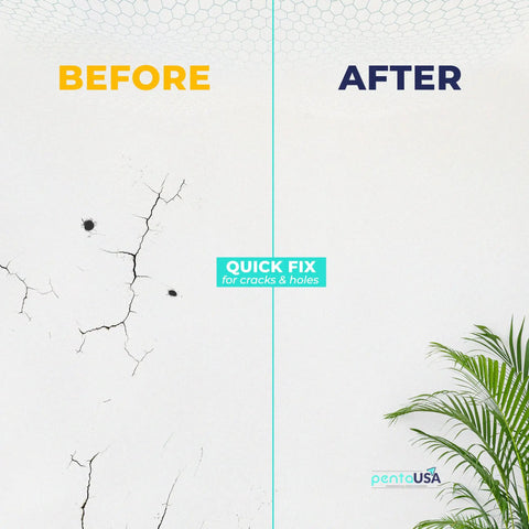 Heavy Duty Drywall Repair Kit 12 Oz Tube With Scraper For Wall Holes Cracks Chips Dents Spackle Patch Before and After Result