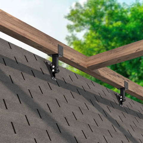 Heavy Duty Roof Riser Brackets Kit For Adjustable Beam Mounts On Roof Pergola Gazebo Black Set Of 4 Built Tough Durable Metal Construction Weather Resistant Easy Install For Outdoor Roof Structures