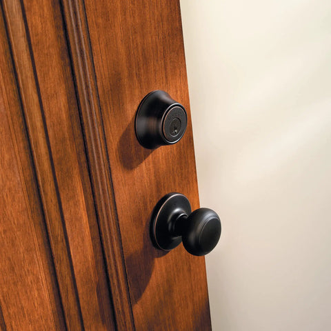 Beefy Deadbolt Lock With Pick Resistant SmartKey Rekey Security For Exterior Doors Venetian Bronze Round Keyed Front Entry Single Cylinder Design