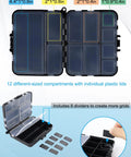 Mini Tackle Box Organizer 4 Pack Palm Sized Portable Plastic Fishing Storage Boxes with 12 adjustable compartments and dividers