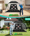10x7 Ft Golf Net With Tri Turf Mat And Real Balls Set For Indoor And Outdoor Practice Backyard Driving Training Gear
