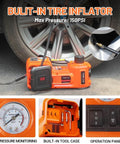 Electric Car Jack Kit 5 Ton Hydraulic Lift With 12V Power, Lifting Range 6.1 to 17.7 Inches, includes built-in tire inflator