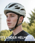 Person wearing a helmet with a Three Pack Skull Caps For Men And Women, Stay Cool With Cooling Sweat Wicking Head Wraps for cycling