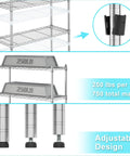 Three-Tier Heavy-Duty Chrome Wire Shelving Rack With Adjustable Shelves Space-Saving Storage Unit Holds Up To 250 Lbs Per Shelf 750 Lbs Total Rust-Resistant Waterproof Easy Assembly For Garage Kitchen Laundry, chrome wire shelves