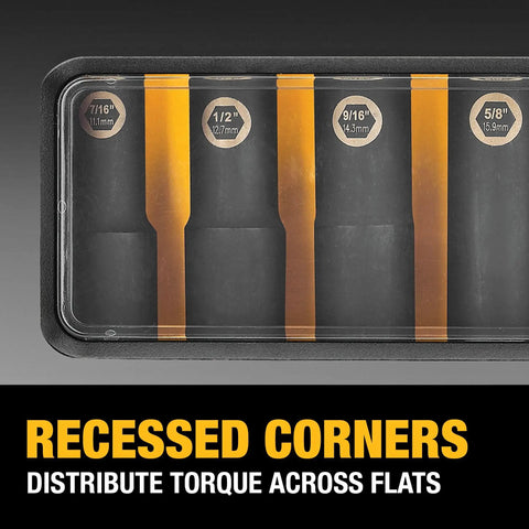 Impact Socket Set Three Eighths Inch Drive SAE Ten Piece With Adapters And Recessed Corner Sockets in case, laser etched sizes