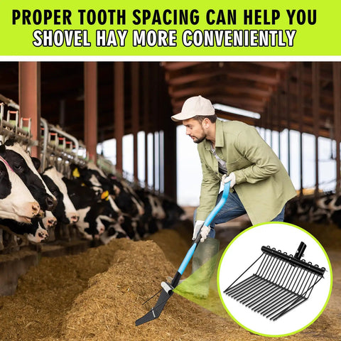 Two Pack Metal Pitch Fork Replacement Heads With Angled Tines For Horse Stall Poop Pickup Manure Rake