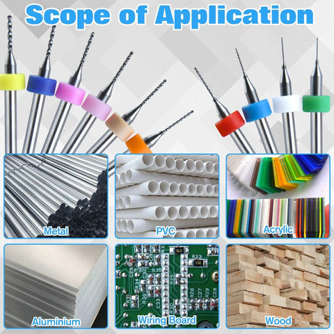 50Pcs PCB Drill Bits Set 0.3mm-1.2mm Carbide Micro Drill Bits for Metal, PVC, Acrylic, Aluminum, Circuit Boards, and Wood