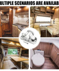 Durable Nylon Door Retainer Catch Clips For Caravans And Motorhomes in various RV scenarios displayed around a central image.