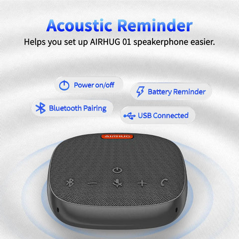 Conference Bluetooth Speakerphone With 360 Degree Voice Pickup And Noise Reduction, USB C Plug And Play, top view with controls